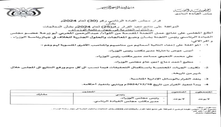 إعفاء ثلاثة من كبار المسؤولين في الحكومة من مناصبهم واستكمال التحقيقات معهم
